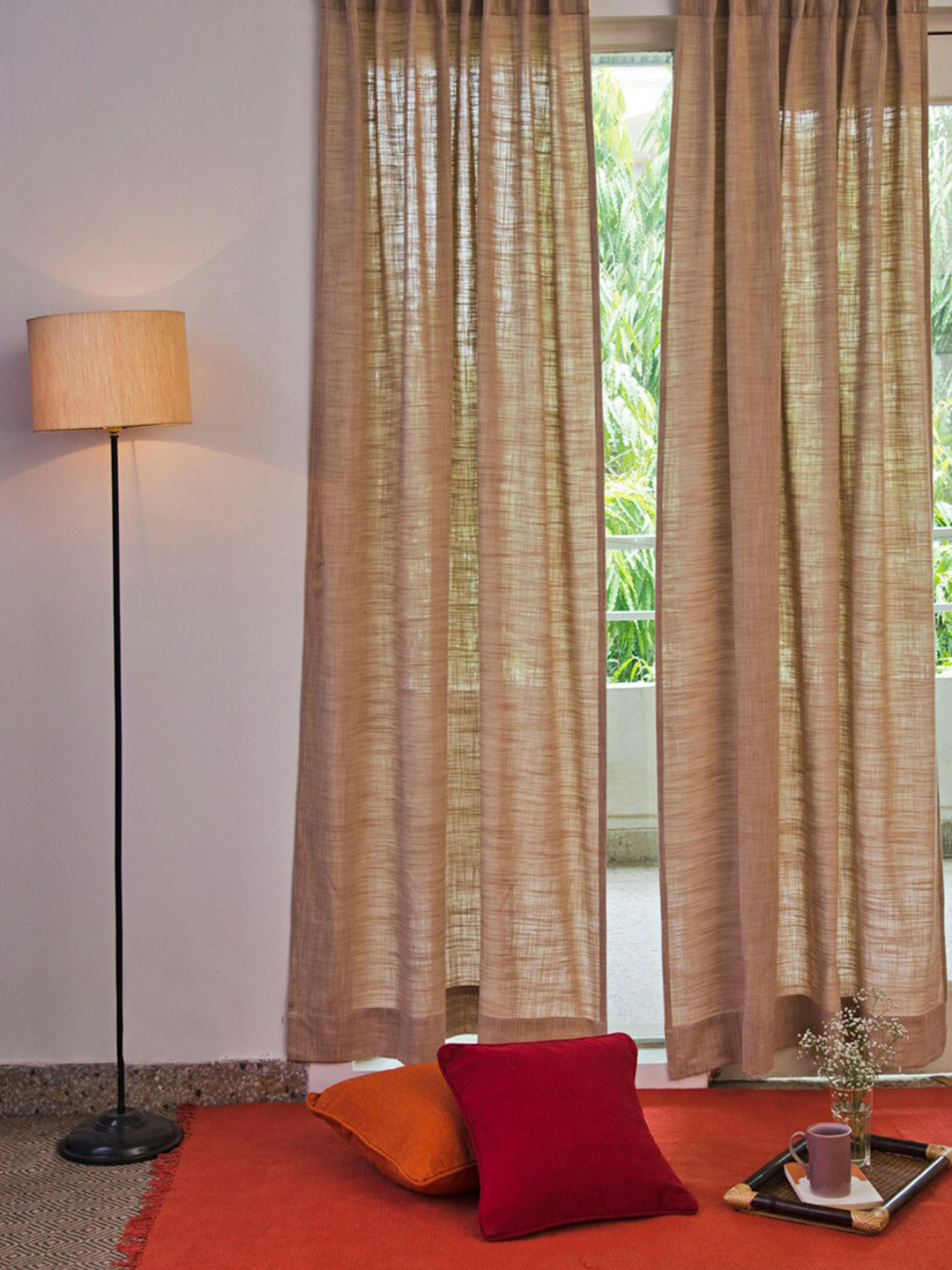 Fabindia Nalika Brown Cotton Long Door Curtain