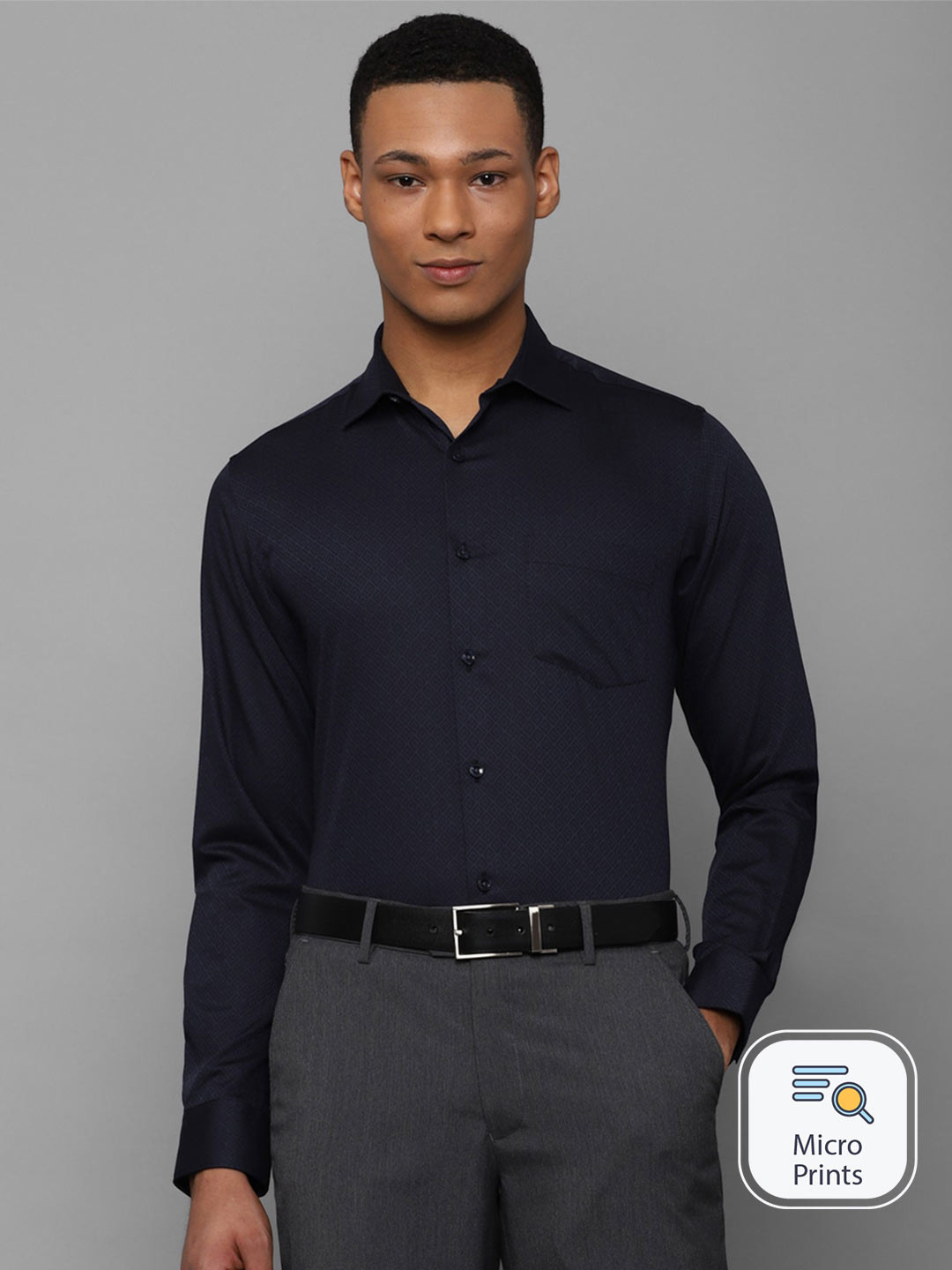 Allen Solly Slim Fit Textured Spread Collar Long Sleeve Cotton Formal Shirt