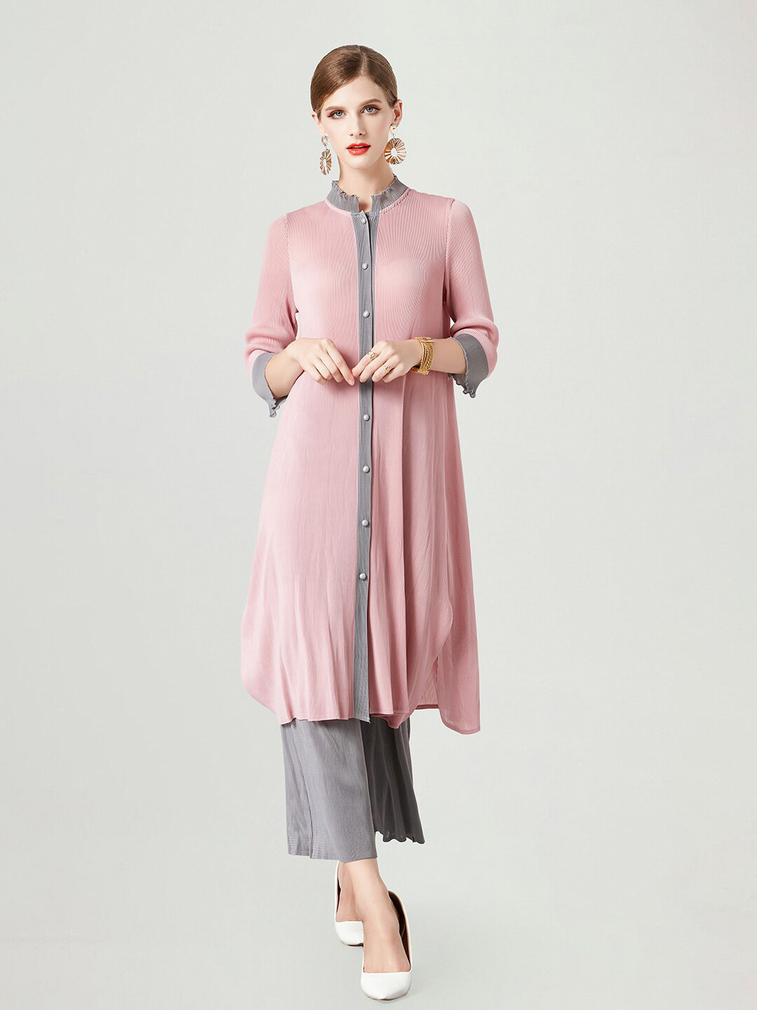 JC Collection Mandarin Collar Kurta With Palazzos Set