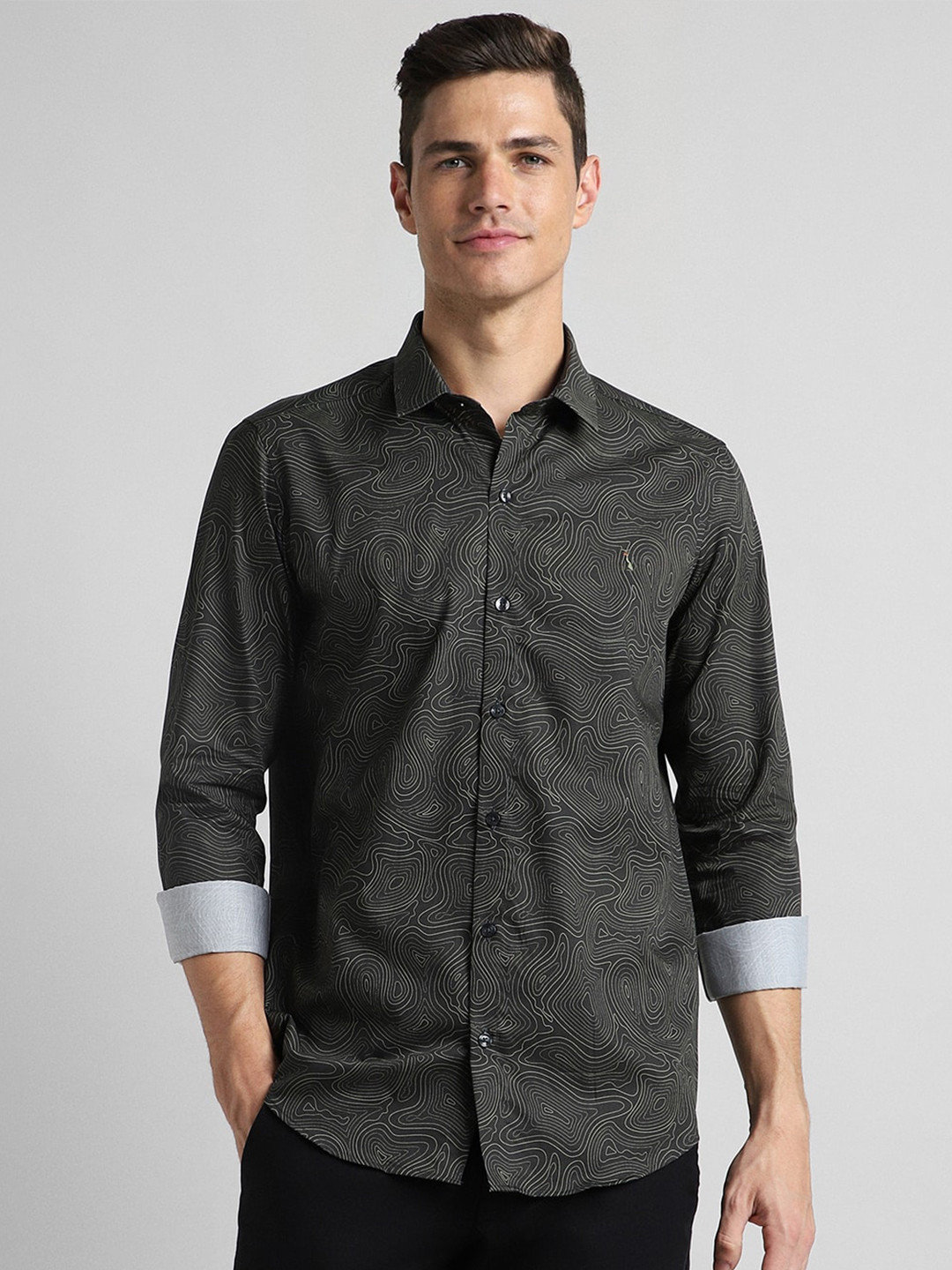 SIMON CARTER LONDON Abstract Printed Pure Cotton Slim Fit Casual Shirt