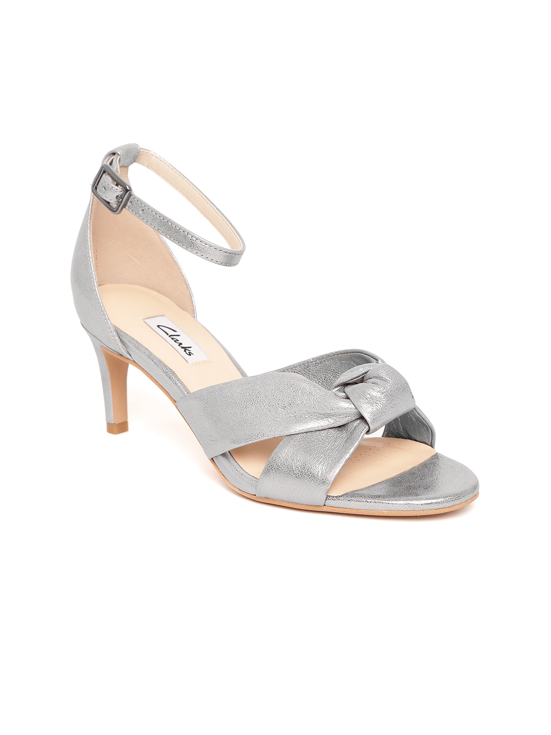 clarks silver heels