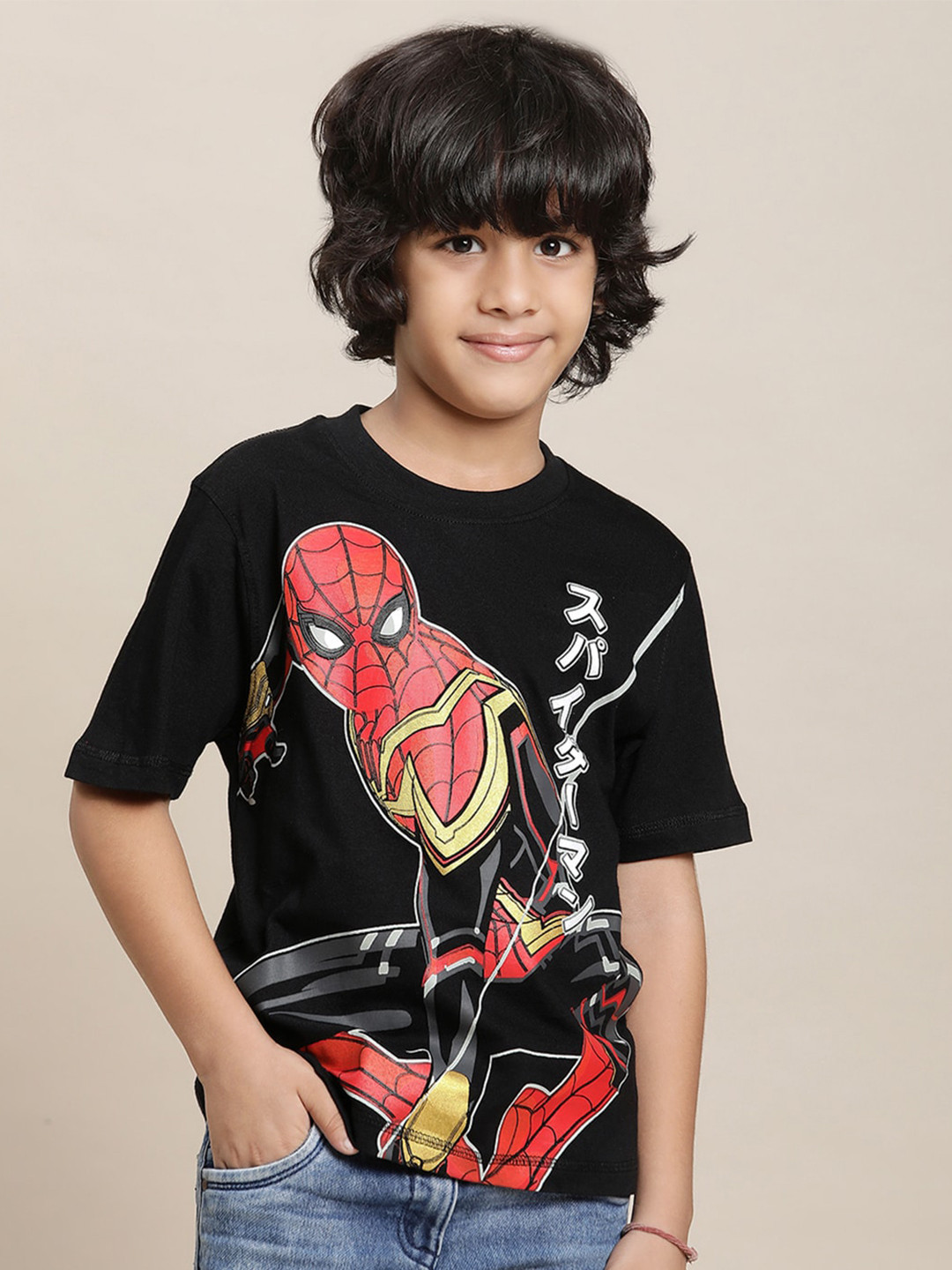 Kids Ville Spider-Man Boys Printed Pure Cotton T-Shirt