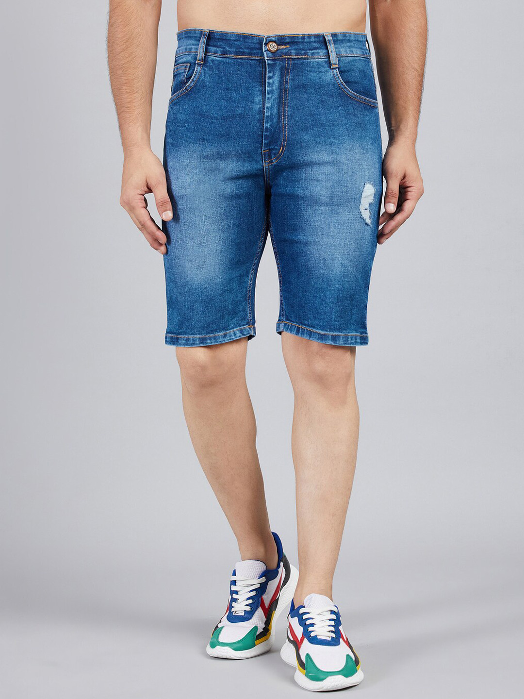 STUDIO NEXX Men Washed Denim Shorts