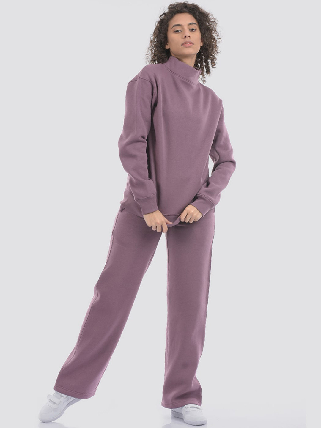 ONEWAY Women Solid High Neck Track Suit