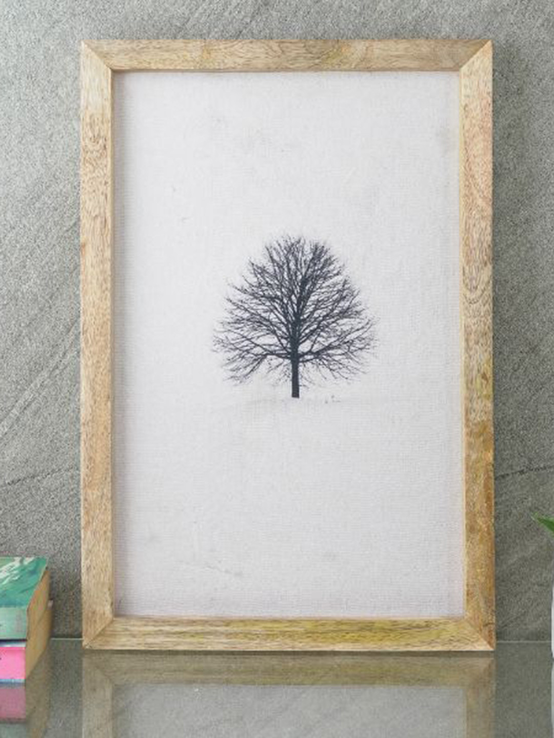 The Decor Mart White & Black Leafless Tree Canvas Painting Framed Wall Art