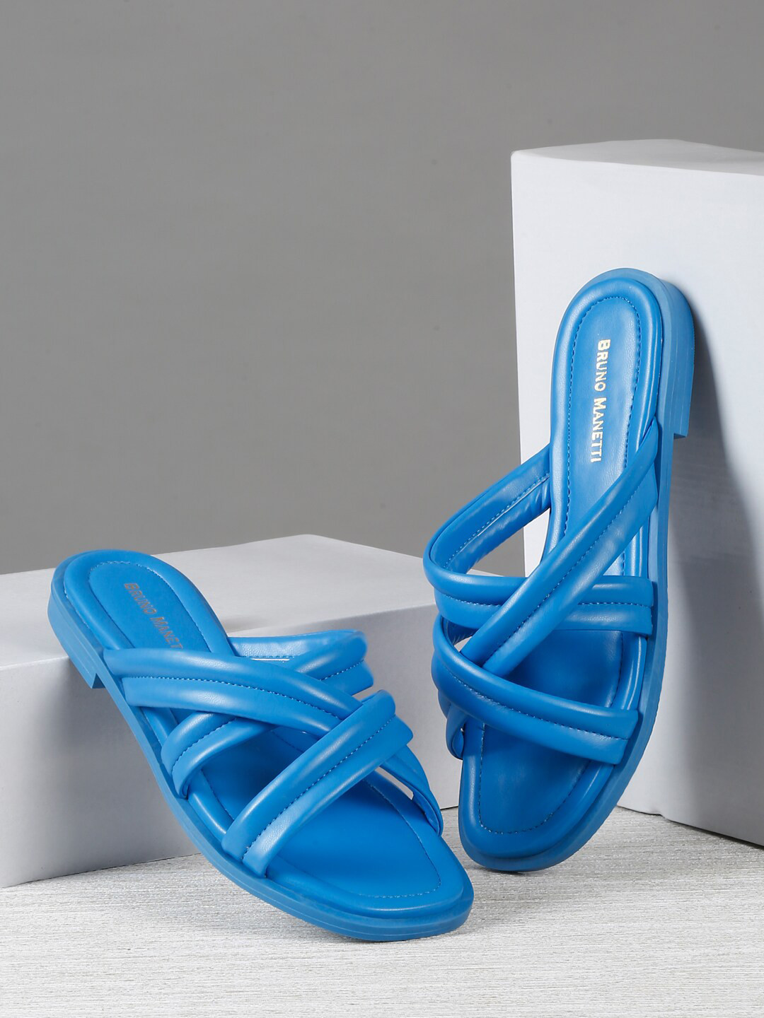 Bruno Manetti Criss-Cross Strap Open Toe Flats