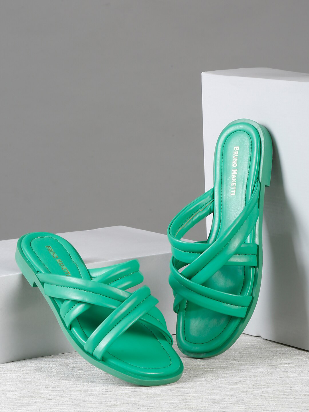 Bruno Manetti Cross Strap Open Toe Flats