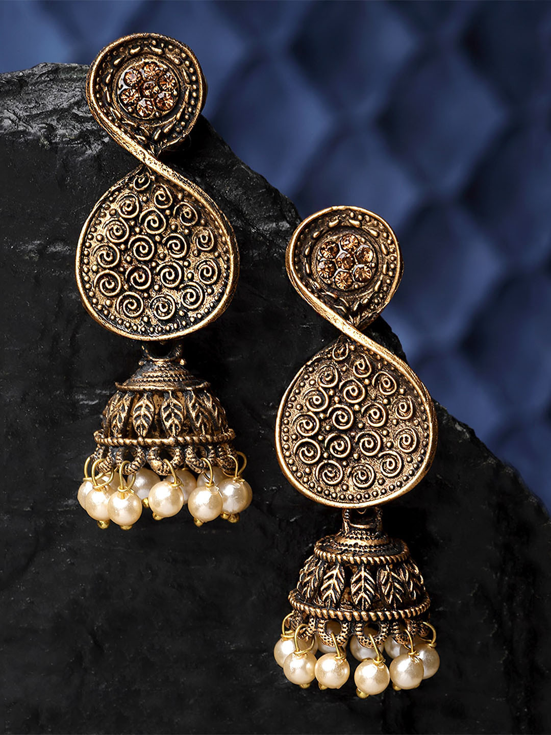 KARATCART Gold-Plated Contemporary Jhumkas Dangler Earrings