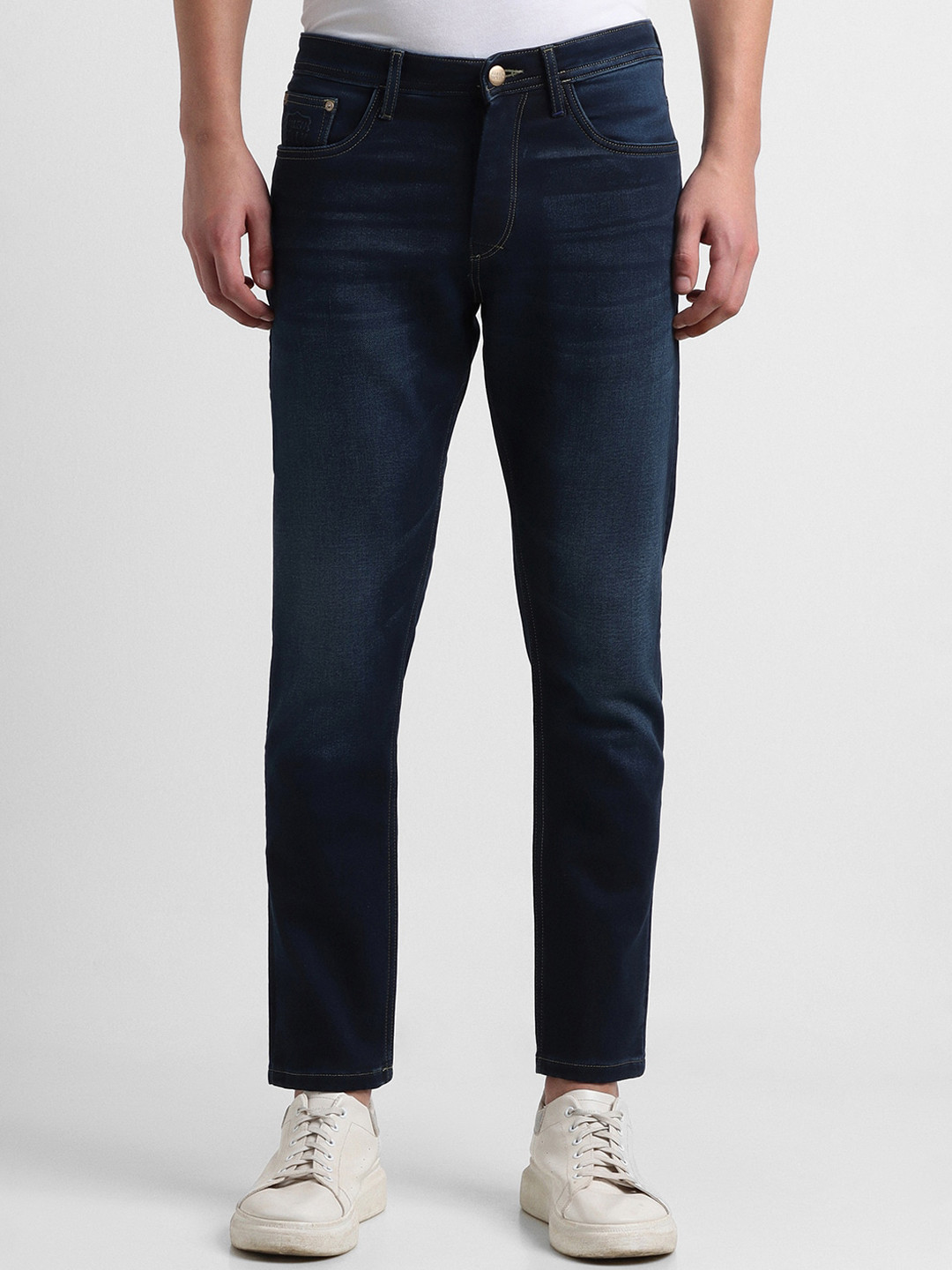 Allen Solly Men Navy Mid-Rise Clean Look Slim Fit Light Fade Stretchable Jeans