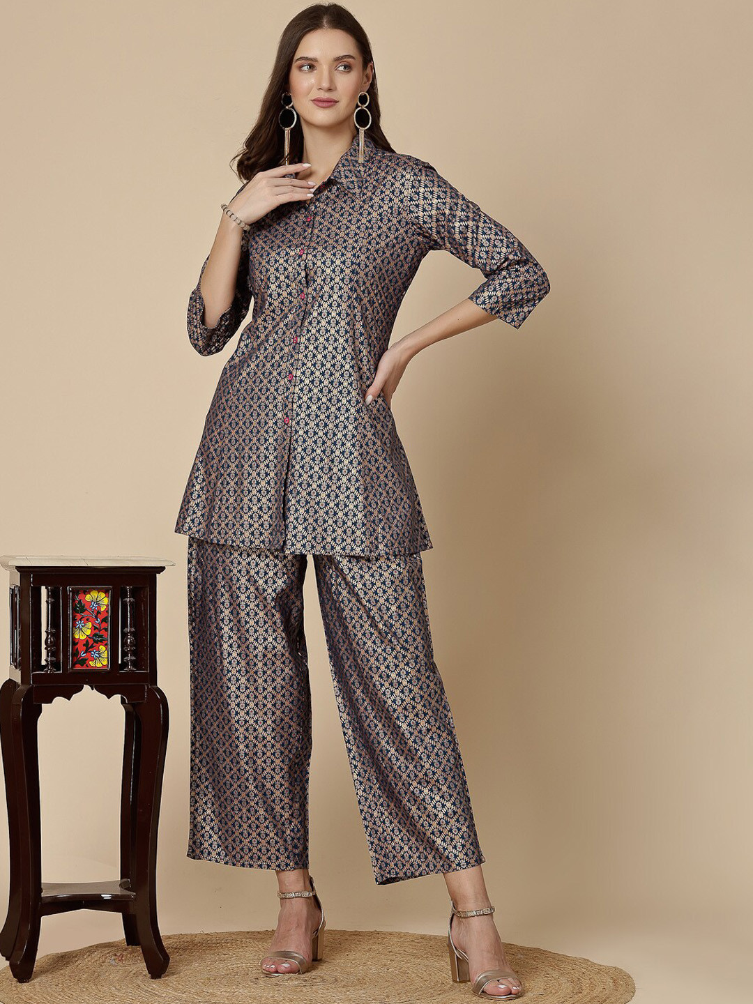 all about you Printed Shirt Stype Top & Palazzos