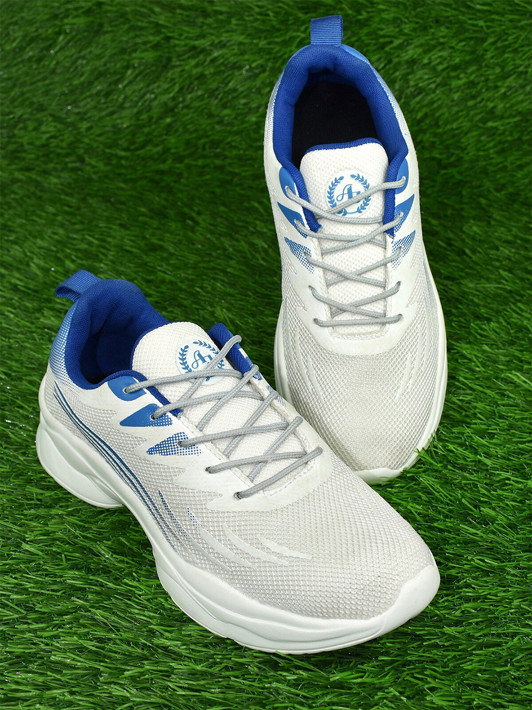 Ajanta Women White Mesh Lace-Up Running Shoes