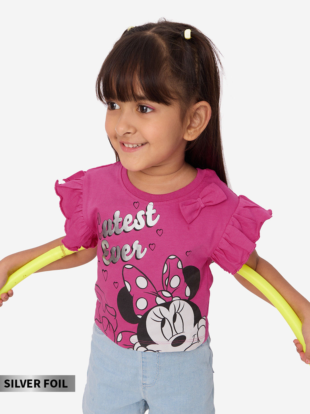 The Souled Store Girls Minnie Mouse Printed Bow Cotton T-shirt