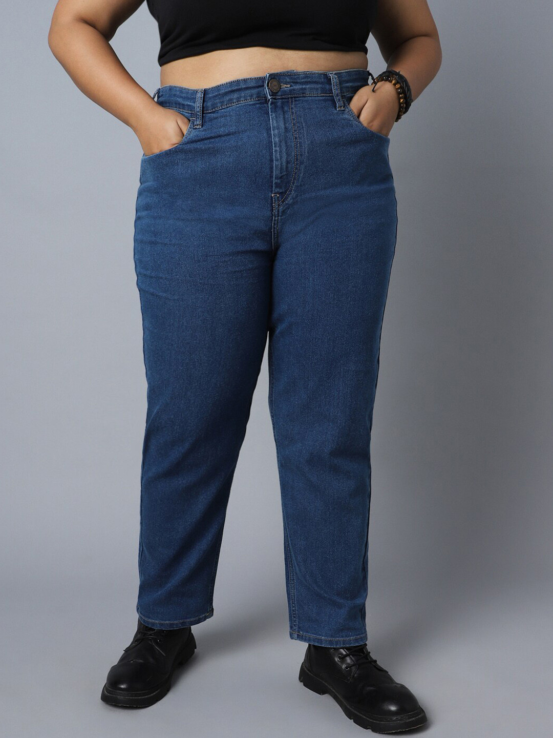 Freeform by High Star Women Plus Size Straight Fit High-Rise Stretchable Jeans