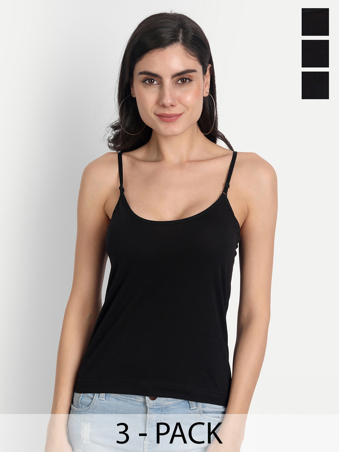 Aimly Pack Of 3 Shoulder Straps Cotton Camisoles