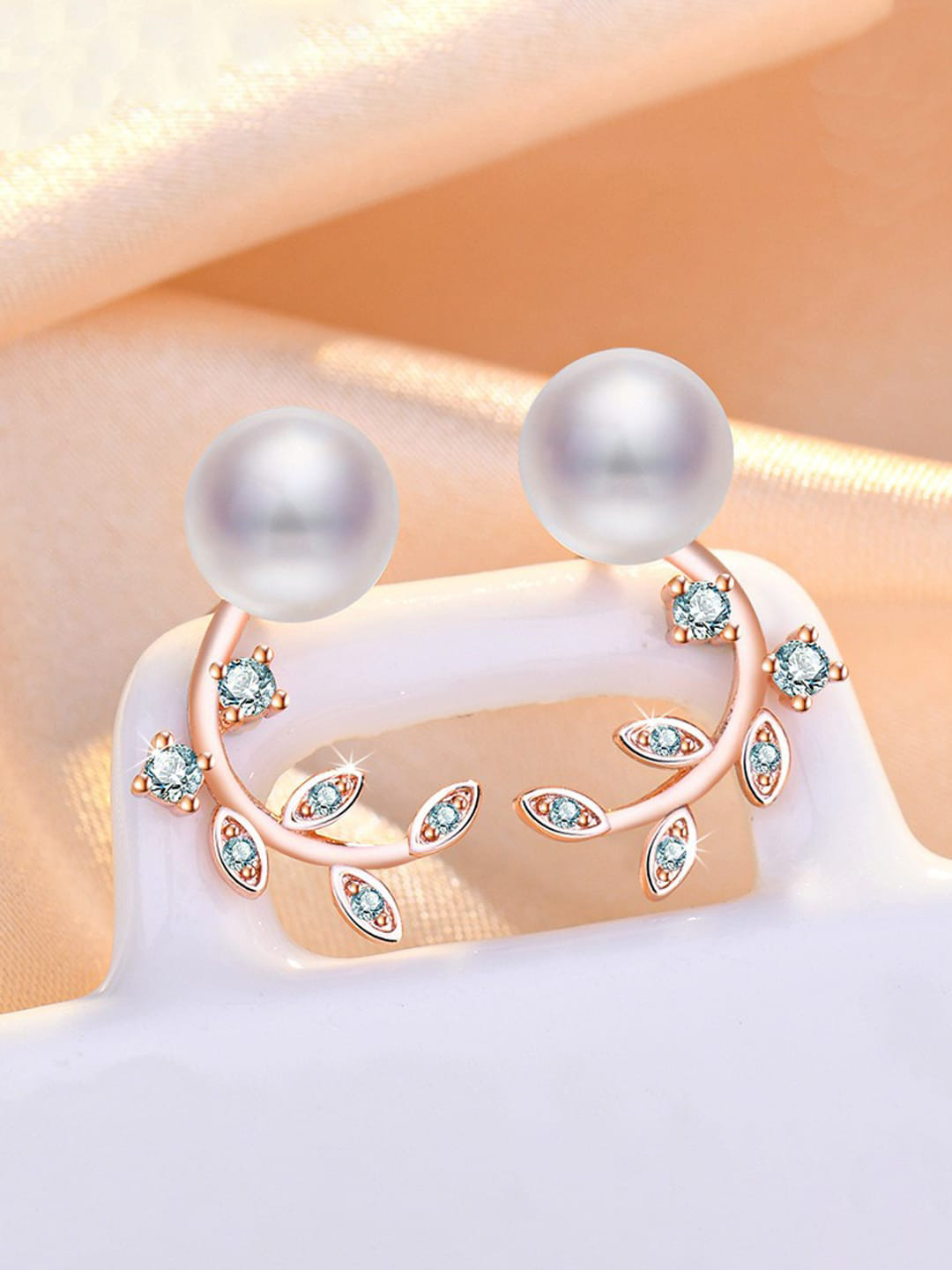 Jewels Galaxy Rose Gold-Plated Contemporary Stud Earrings