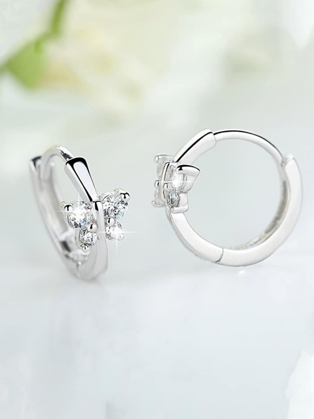 Jewels Galaxy Silver-Plated Contemporary Hoop Earrings