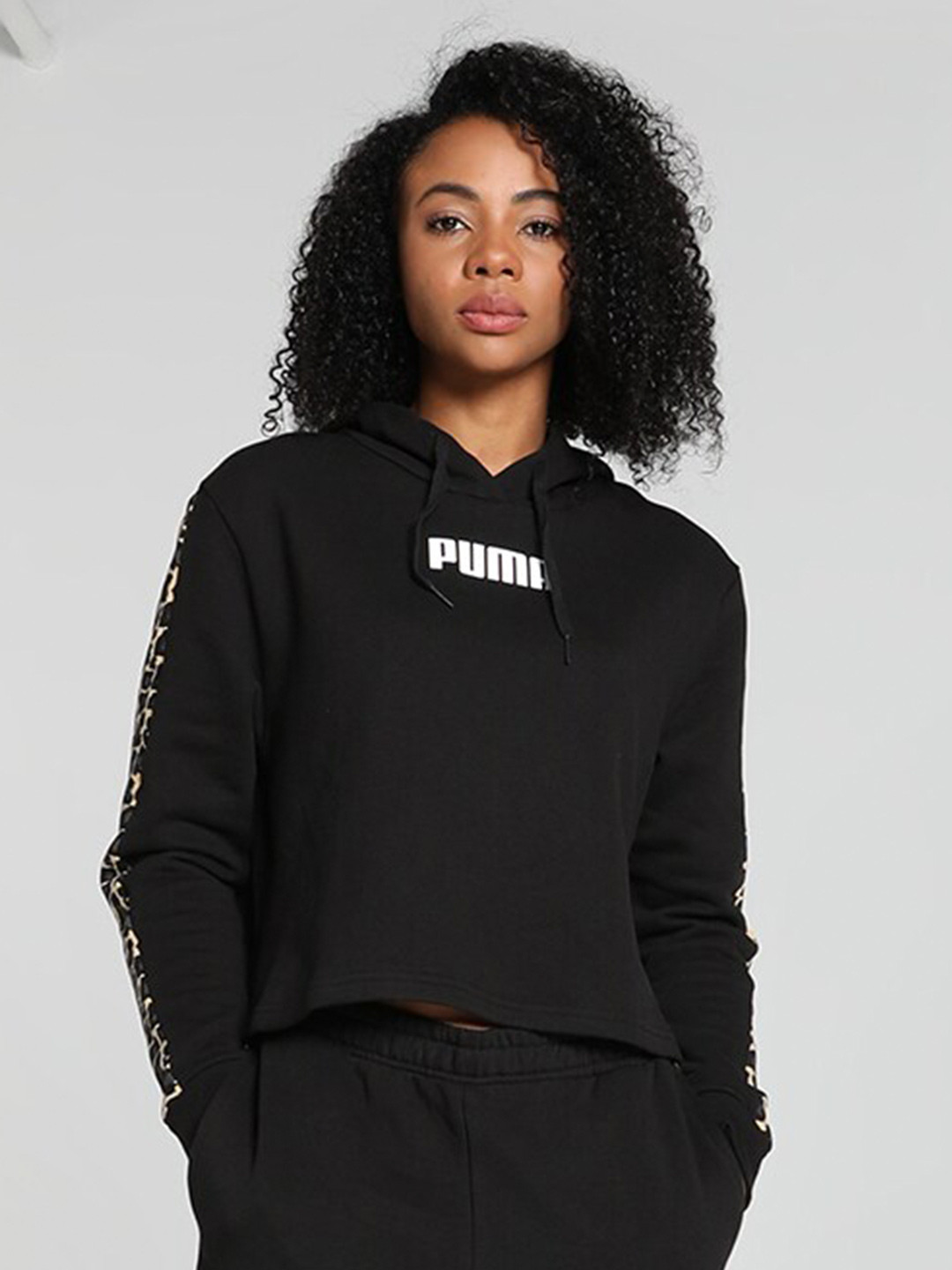 Puma Hooded Cotton Crop Sweatshirt