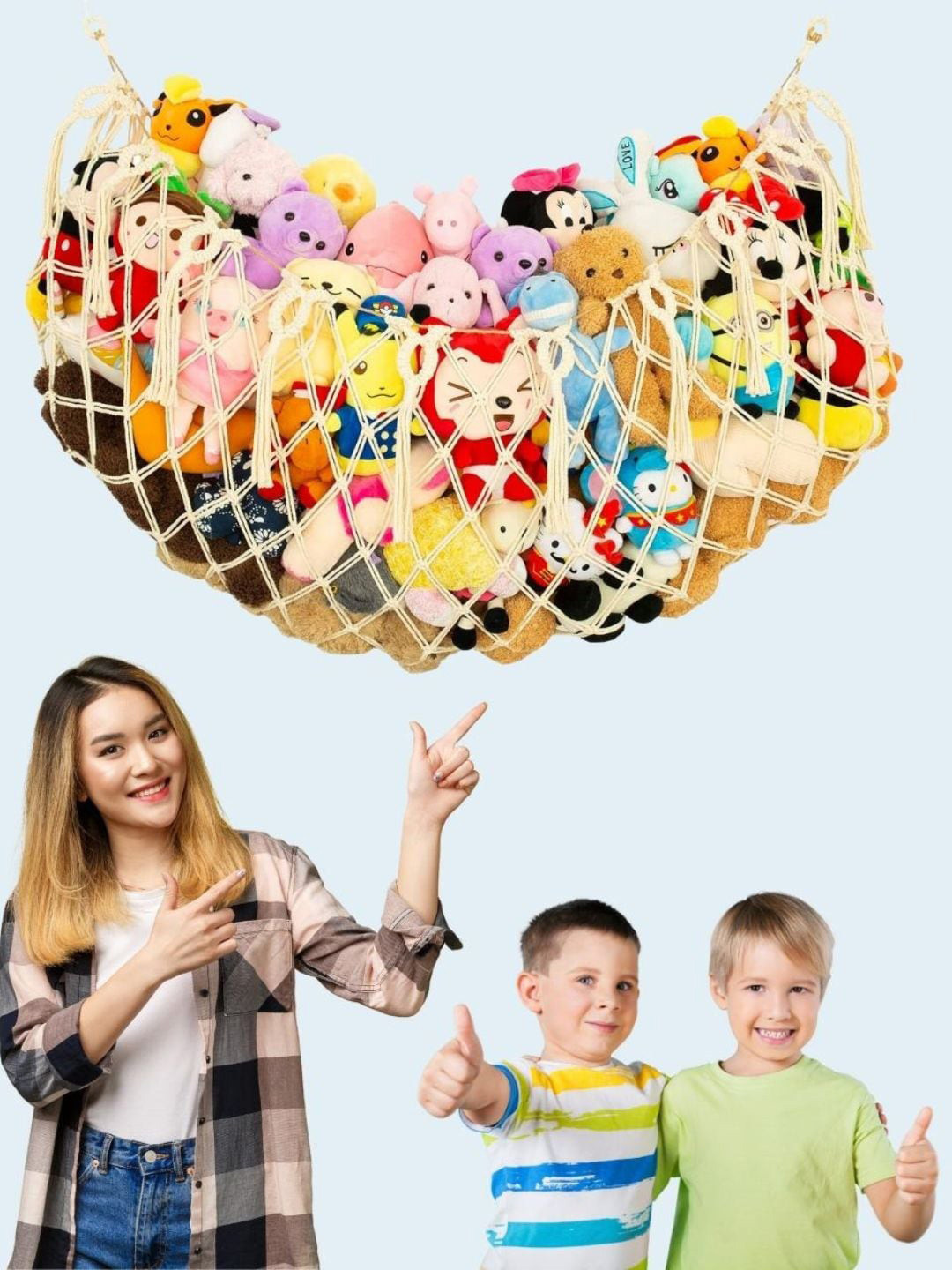 ecofynd Stuffed Animal Toy Hammock Fabric Hanging Hall Tapestries & Macrame-22In