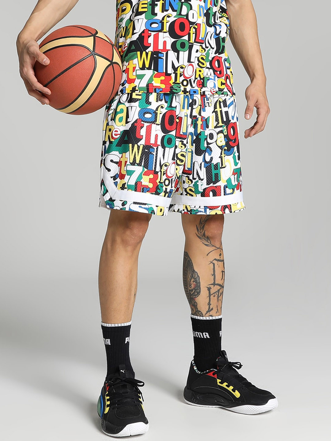 Puma Trash Talk Men Printed Mid-Raise Regular Fit Cotton Sports Shorts