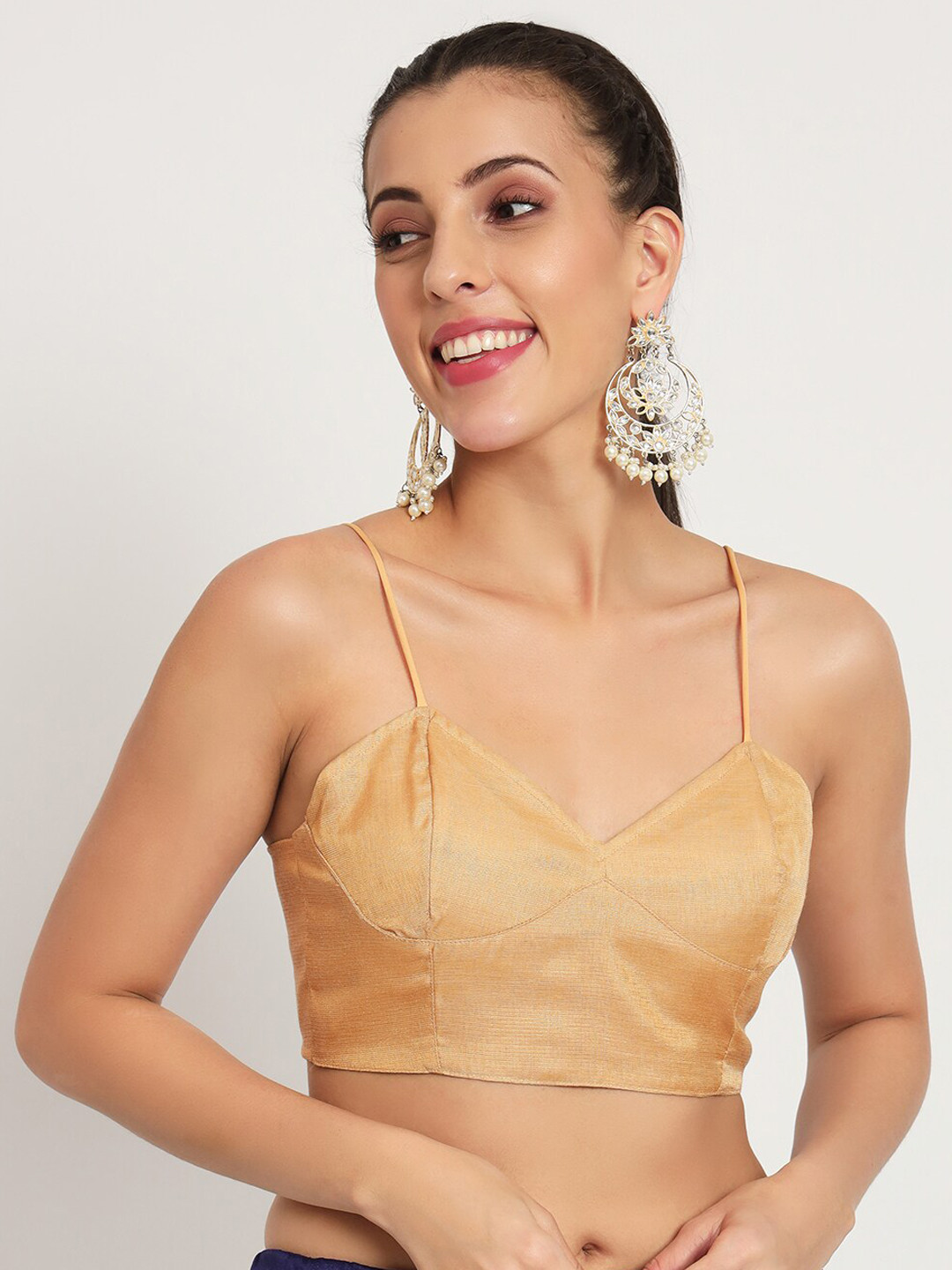 studio rasa Cotton Tissue Corset Back Tie-up Saree Blouse