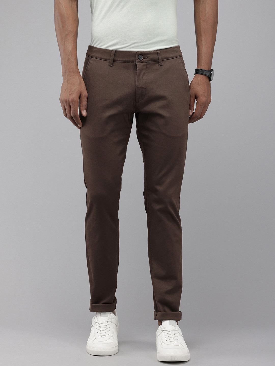 U.S. Polo Assn. Men Textured Austin Slim Fit Chinos Trousers