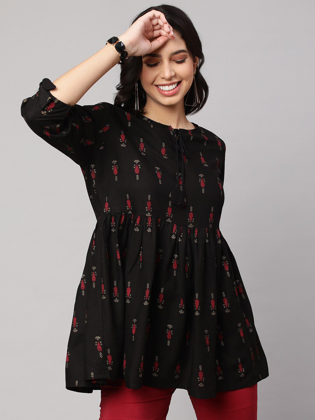 SAK JAIPUR Ethnic Motifs Printed A-Line Kurti