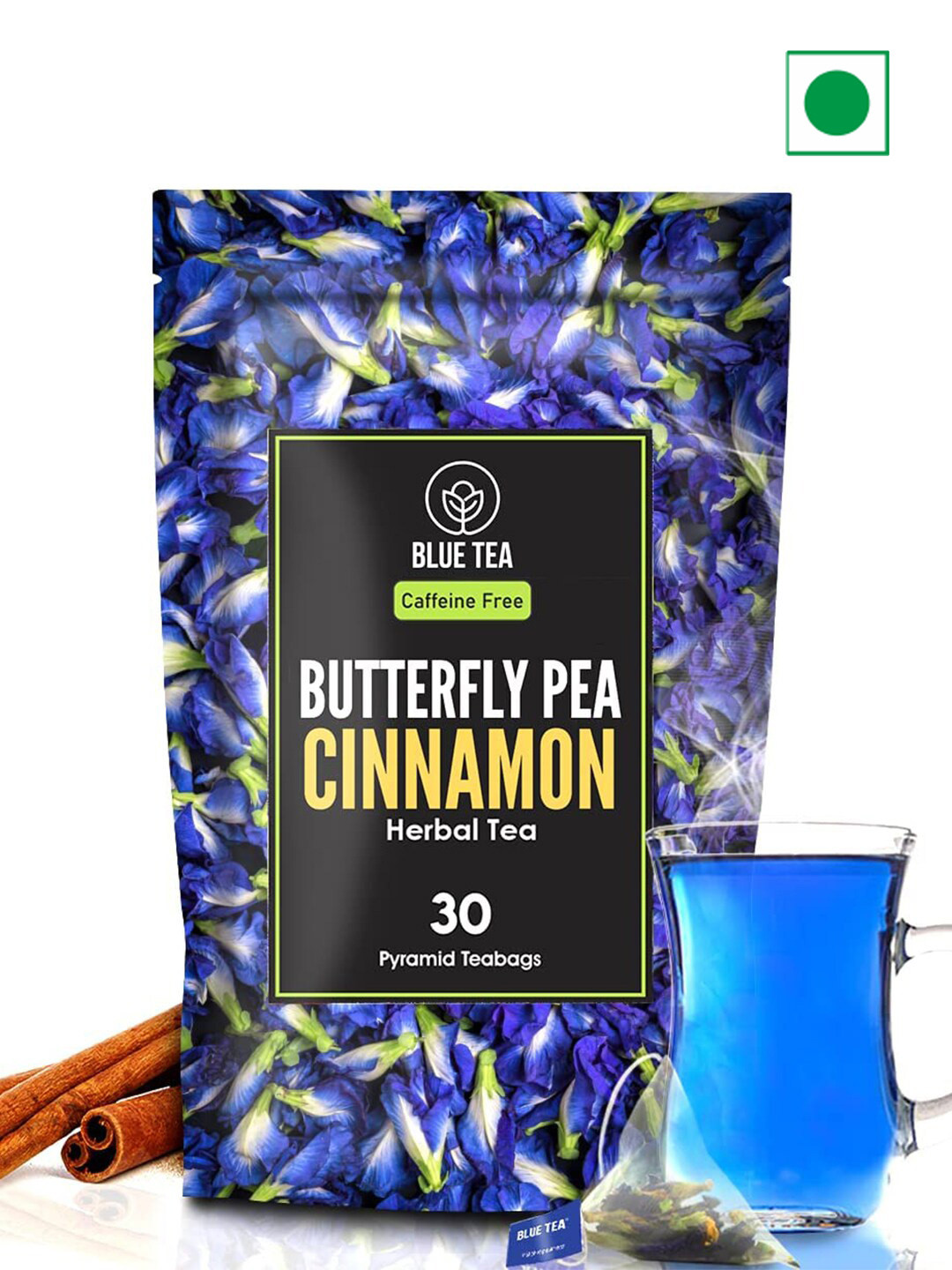 BLUE TEA 30 Tea Bags Of Butterfly Pea Cinnamon Herbal Tea