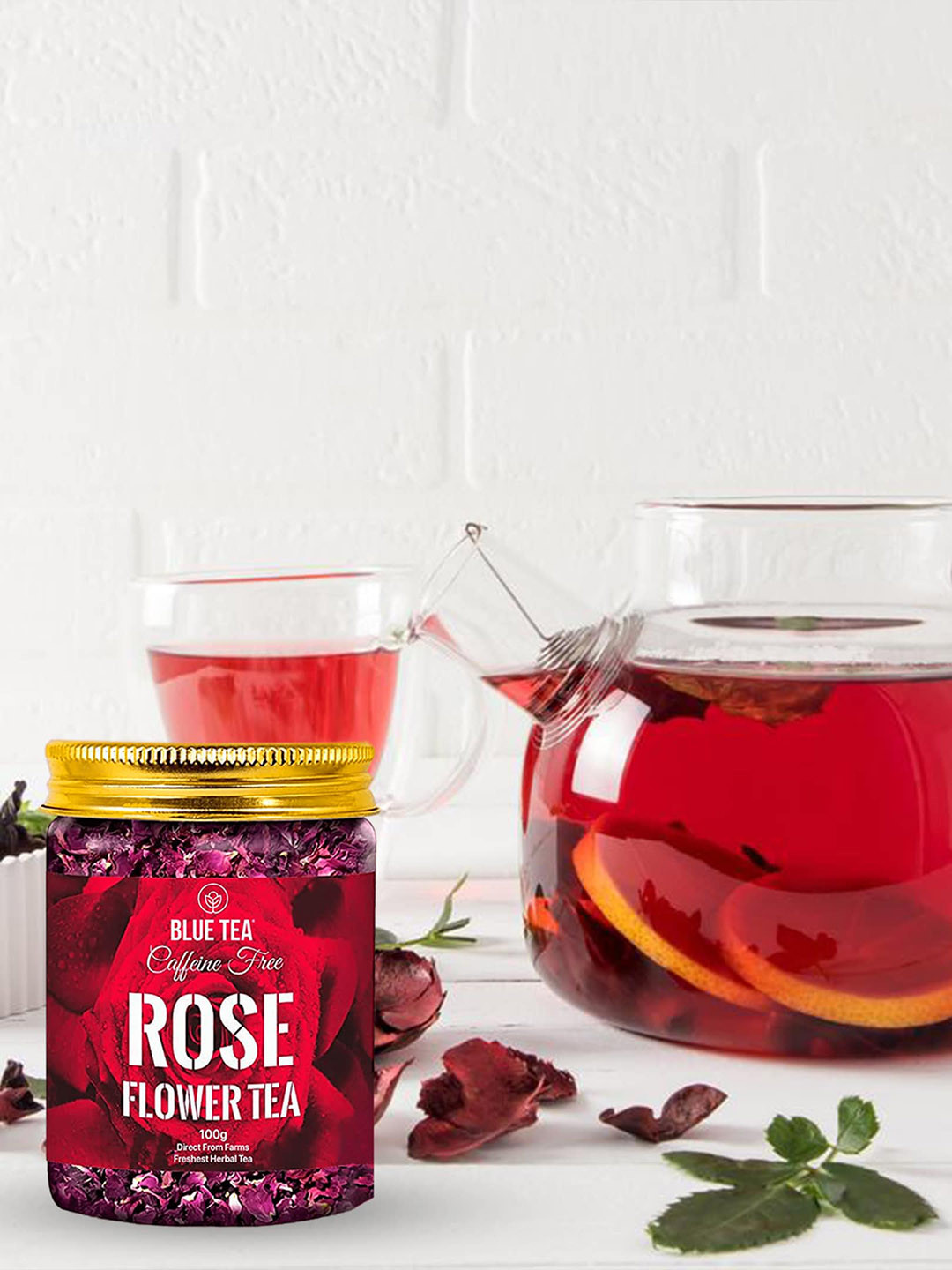BLUE TEA Grade A Caffeine Free Rose Tea  100 g