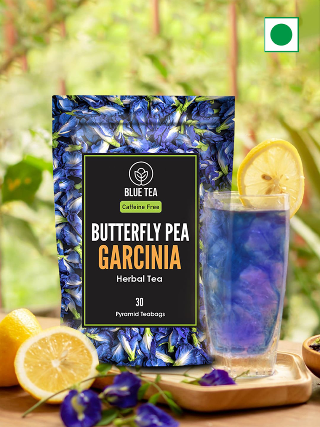 BLUE TEA Caffeine Free Butterfly Pea Garcinia Herbal Tea - 49.5 gms