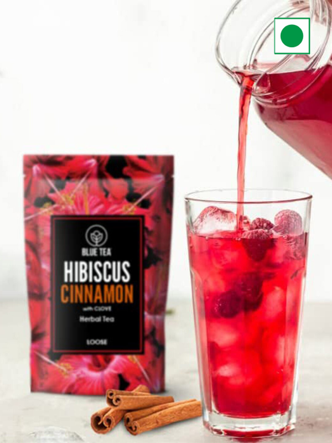 BLUE TEA Hibiscus Cinnamon & Clove Tea - 100 gms