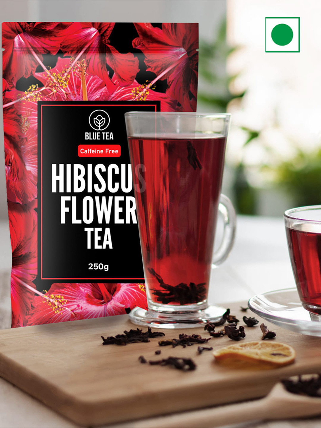 BLUE TEA Caffeine Free Hibiscus Flower Tea - 250 gms