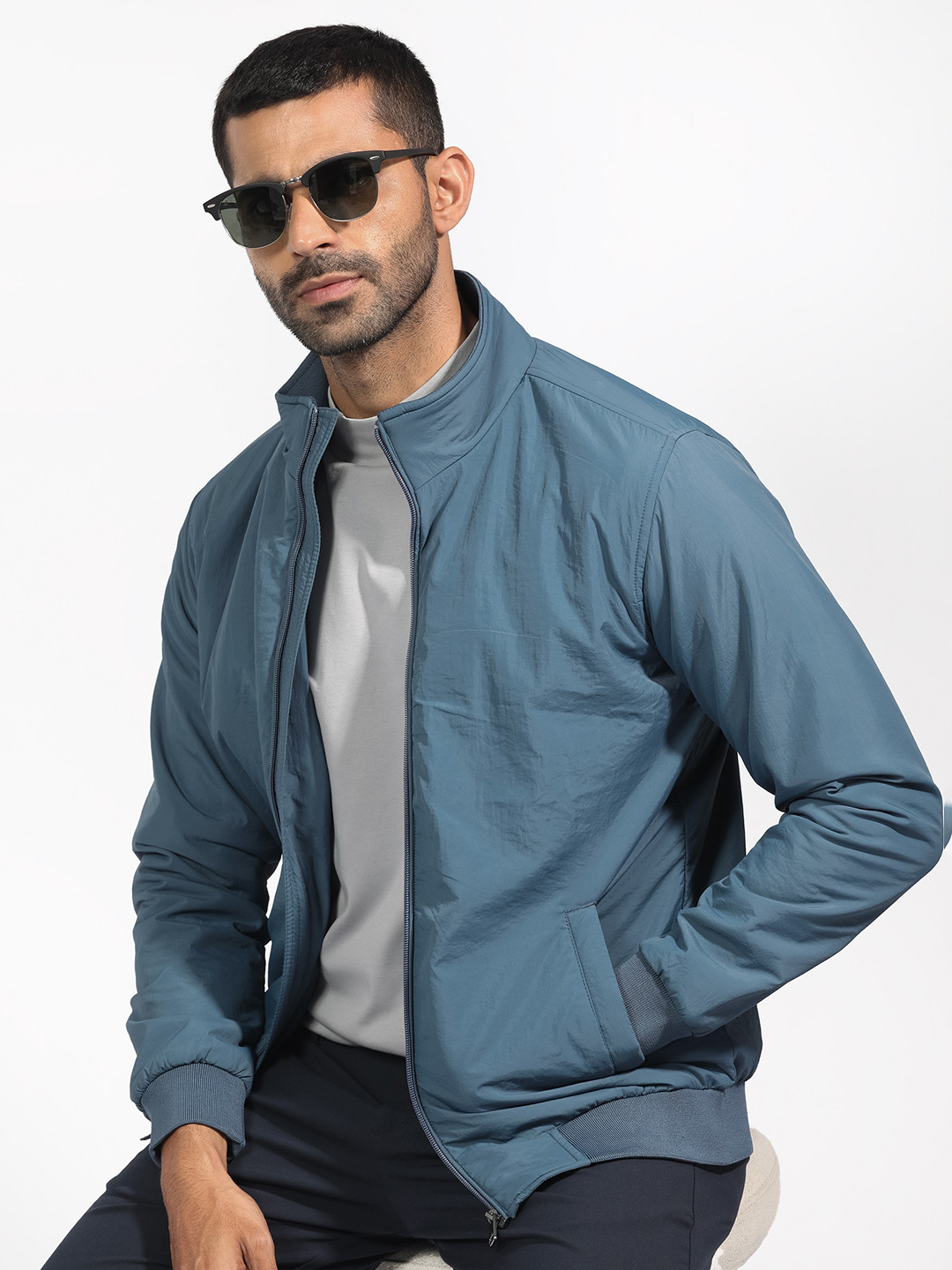 RARE RABBIT Men Cerno Puffer Mock Collar Jacket