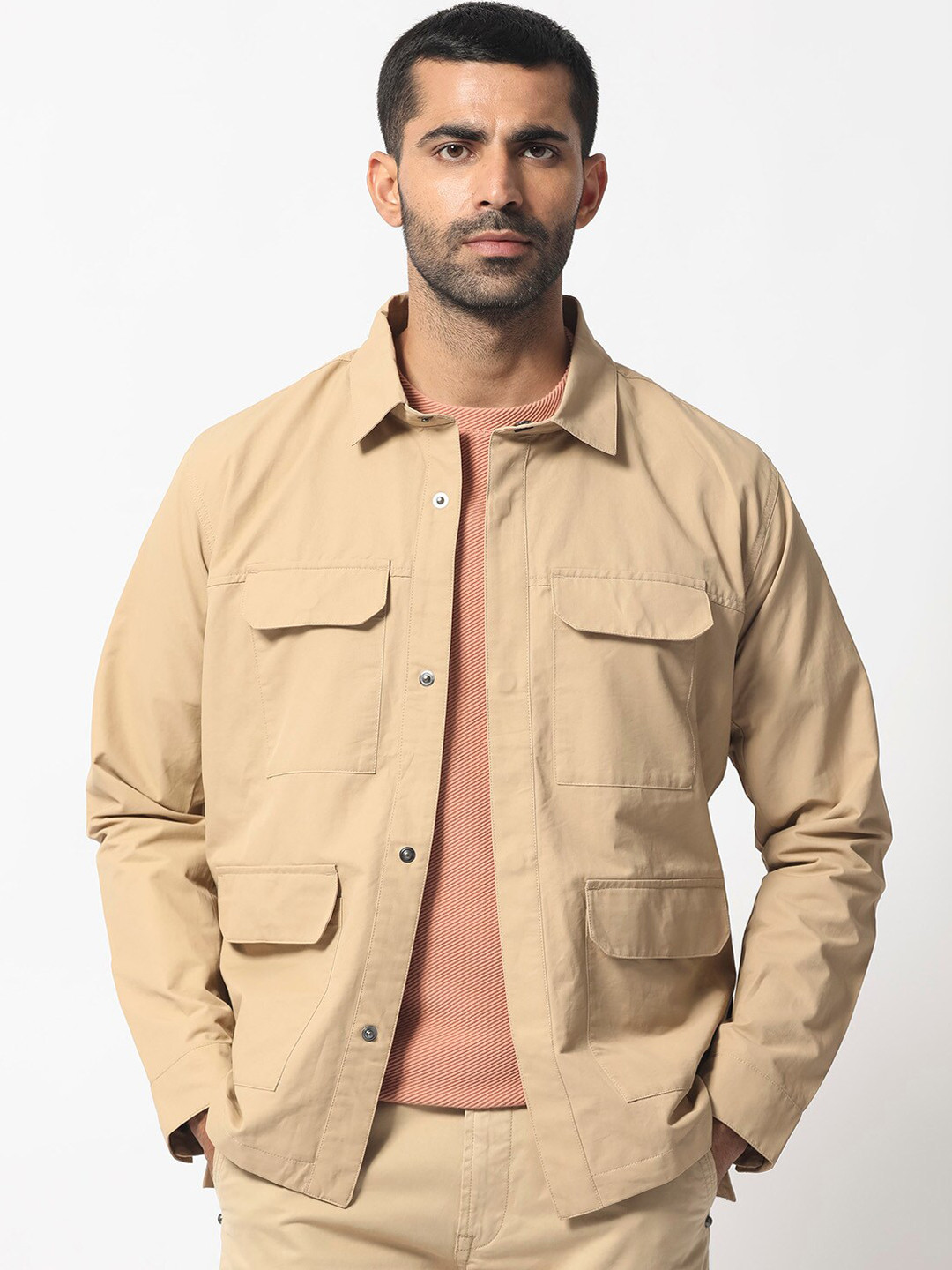 RARE RABBIT Feliu Spread Collar Regular Fit Shacket