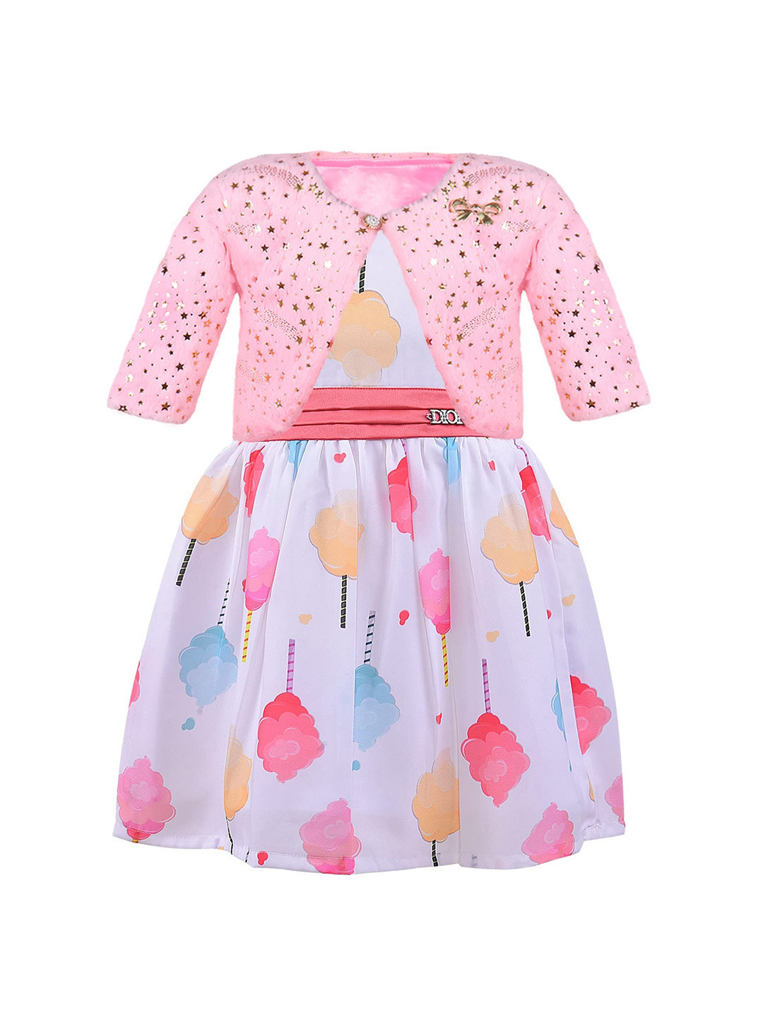 Wish Karo Print Satin Peplum Dress With Jacket