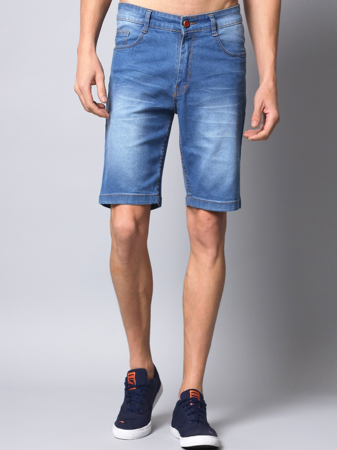 STUDIO NEXX Men Washed Denim Denim Shorts Technology