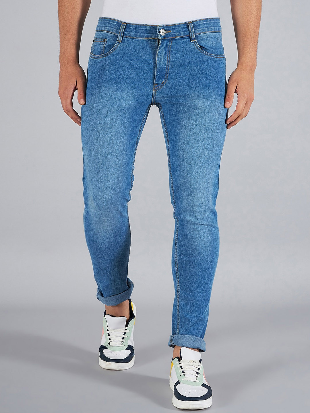 STUDIO NEXX Men Clean Look Mid Rise Light Fade Cotton Stretchable Jeans