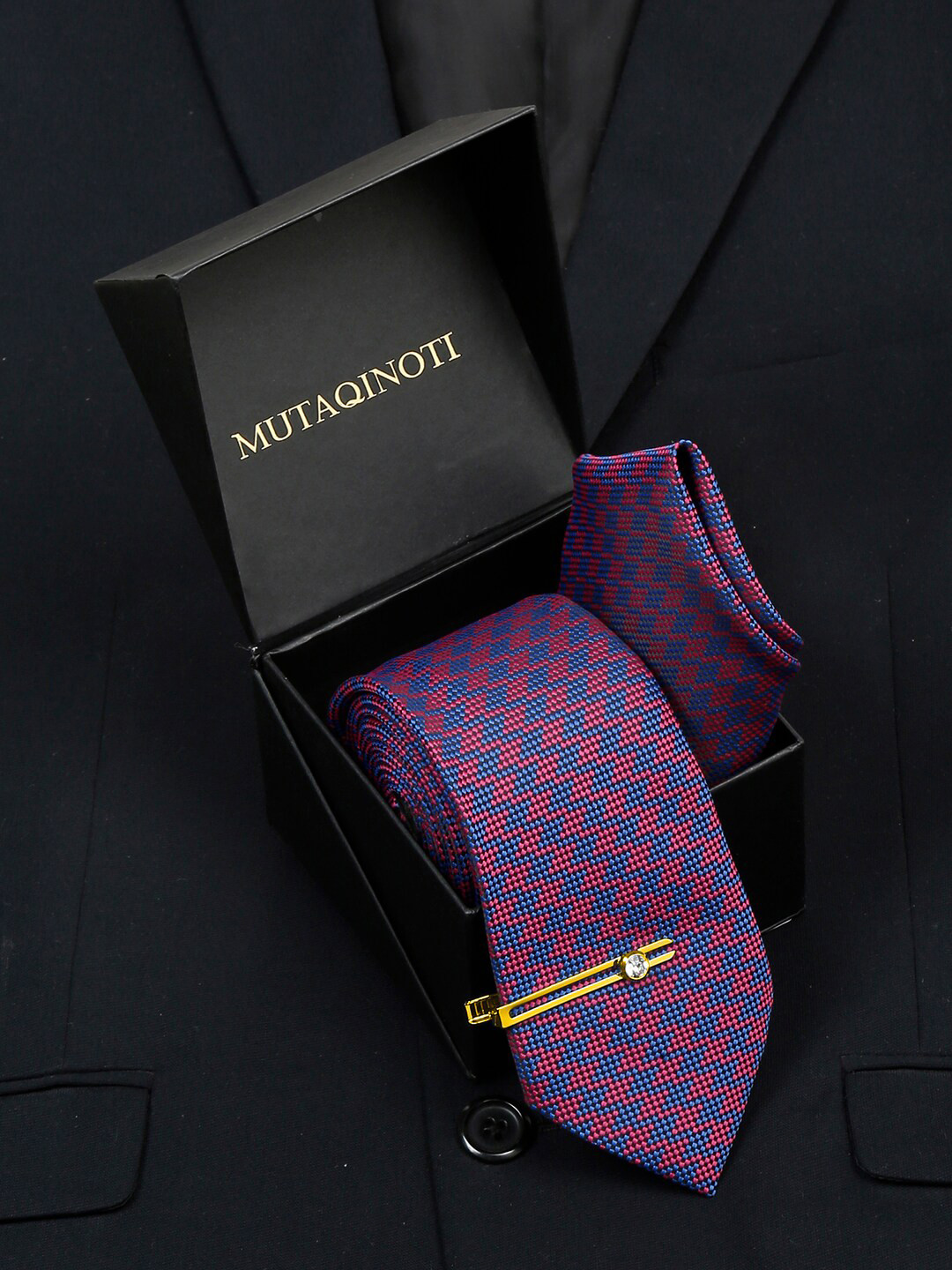 MUTAQINOTI Silk Necktie Accessory Gift Set