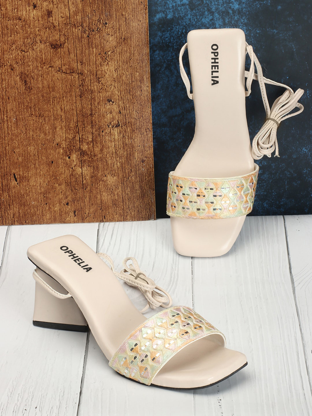 OPHELIA Textured Lace-Ups Block Gladiators