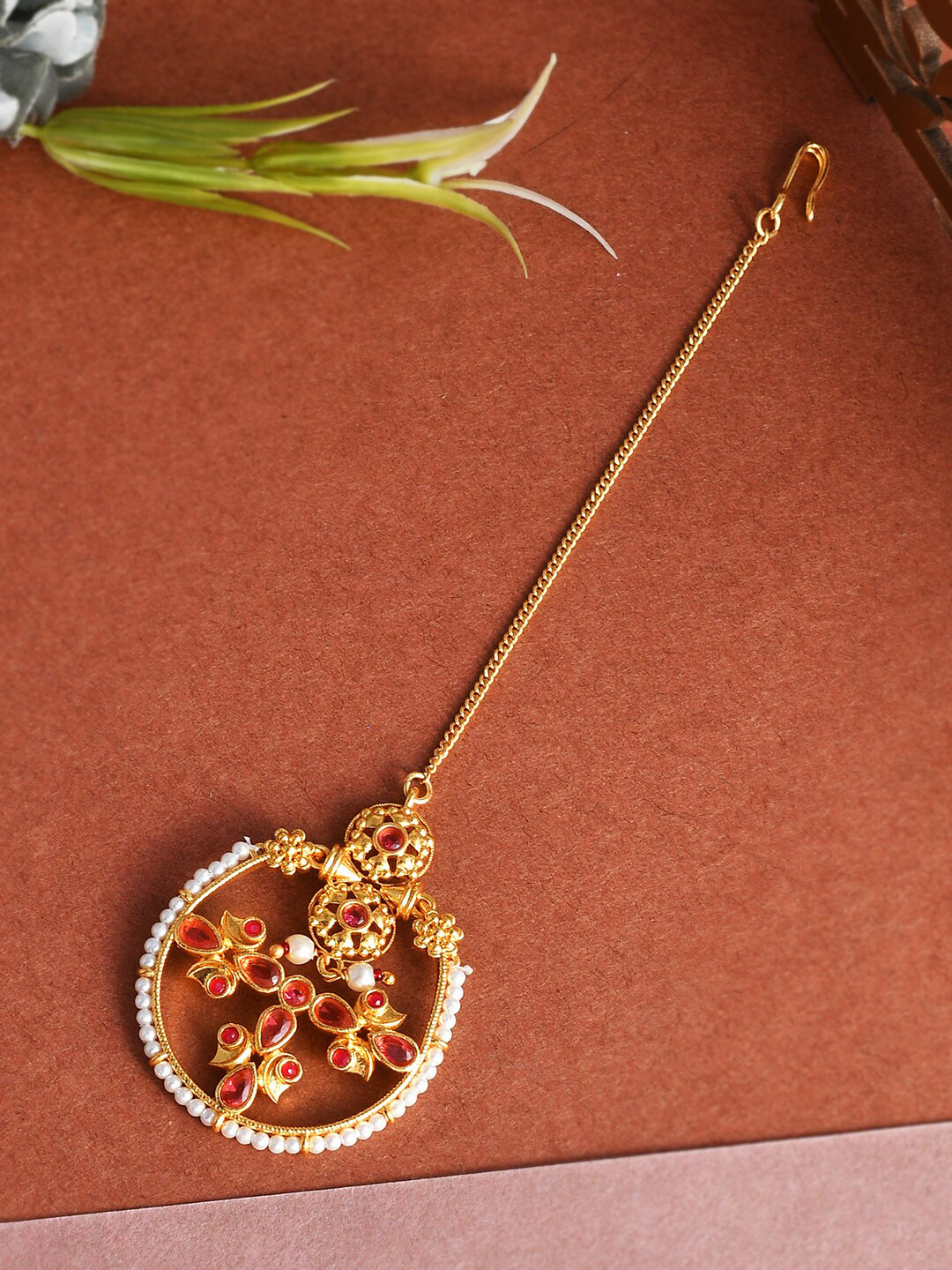 Voylla Gold-Plated Artificial Stones Studded Head Jewellery