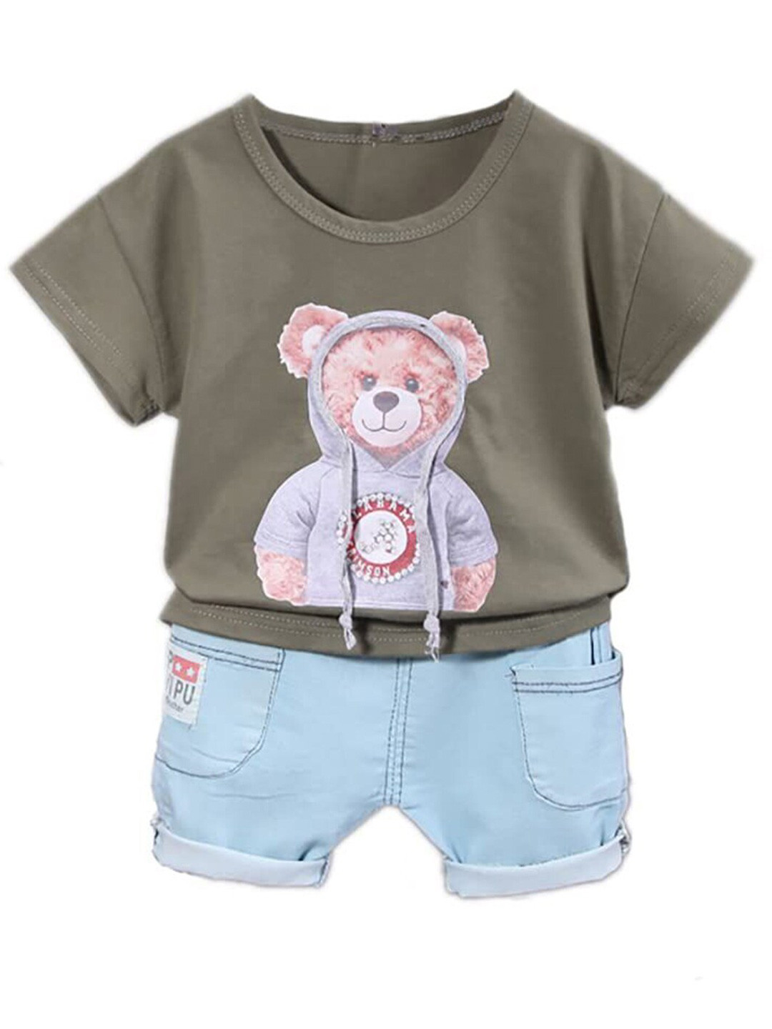 Bold N Elegant Kids Teddy Bear Printed Pure Cotton T-shirt with Shorts