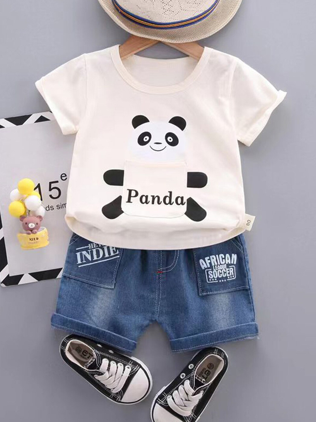 Bold N Elegant Kids Panda Printed T-shirt with Shorts