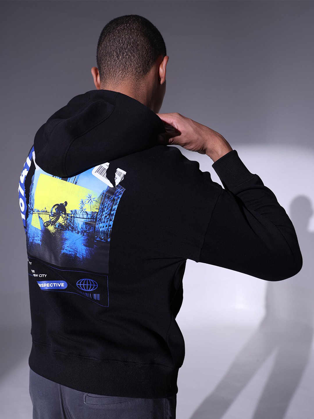 Hubberholme Graphic Printed Hooded Cotton Sweatshirt