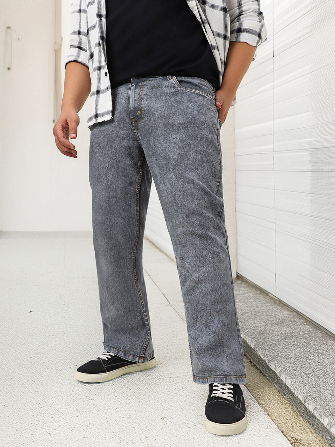 Urbano Plus Men Bootcut Mid-Rise Heavy Fade Cotton Stretchable Jeans