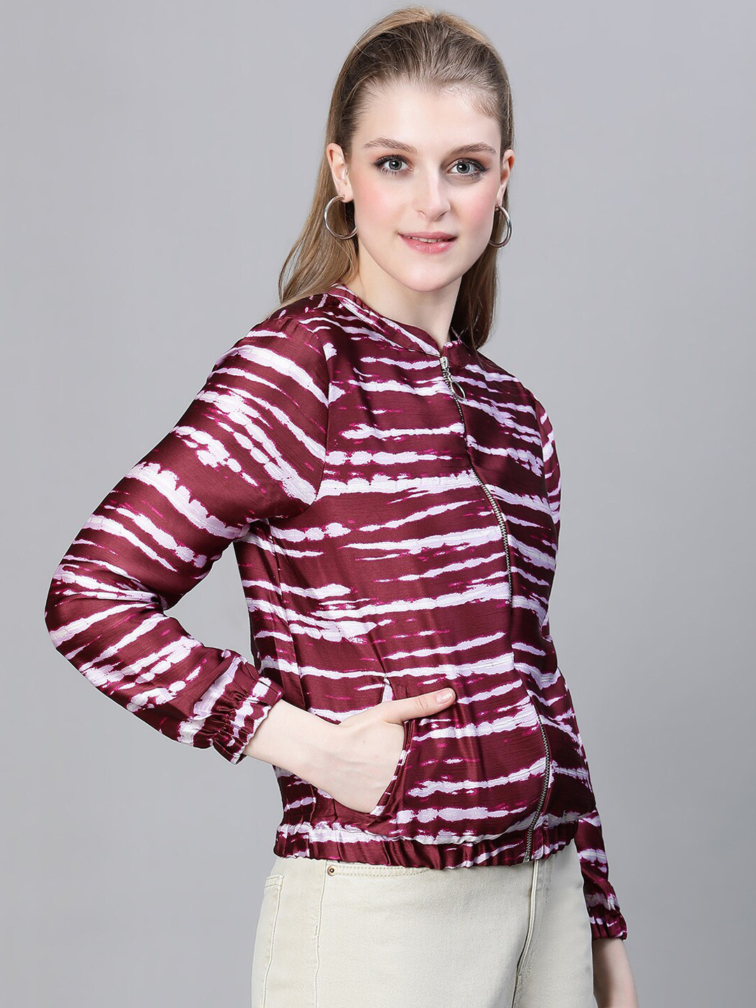 Oxolloxo Abstract Printed Bomber Jacket