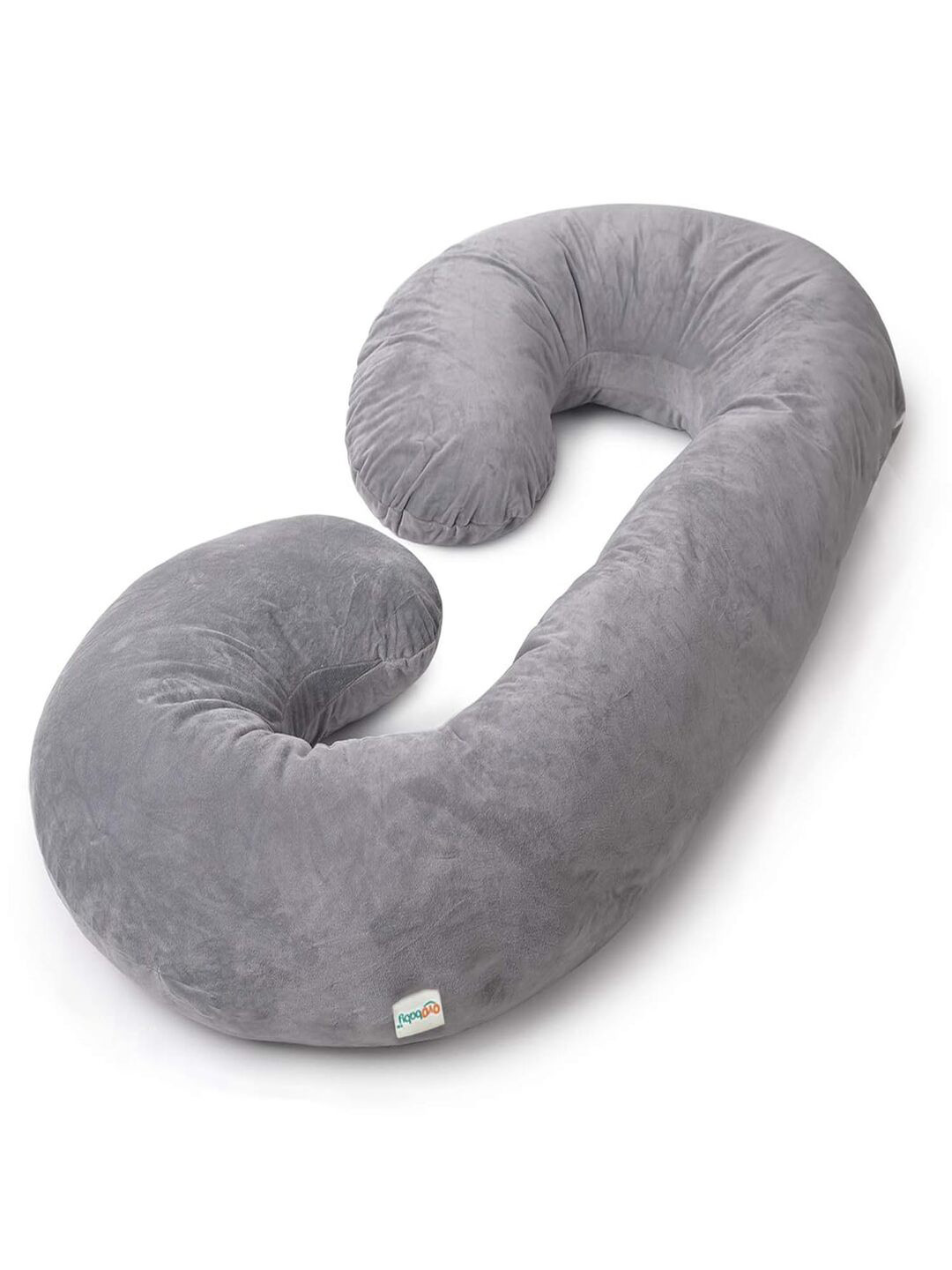 OyO Baby Grey Solid Faux Velvet Ultra Soft Fibre Maternity Pillow-18 x 68 x 110 cm