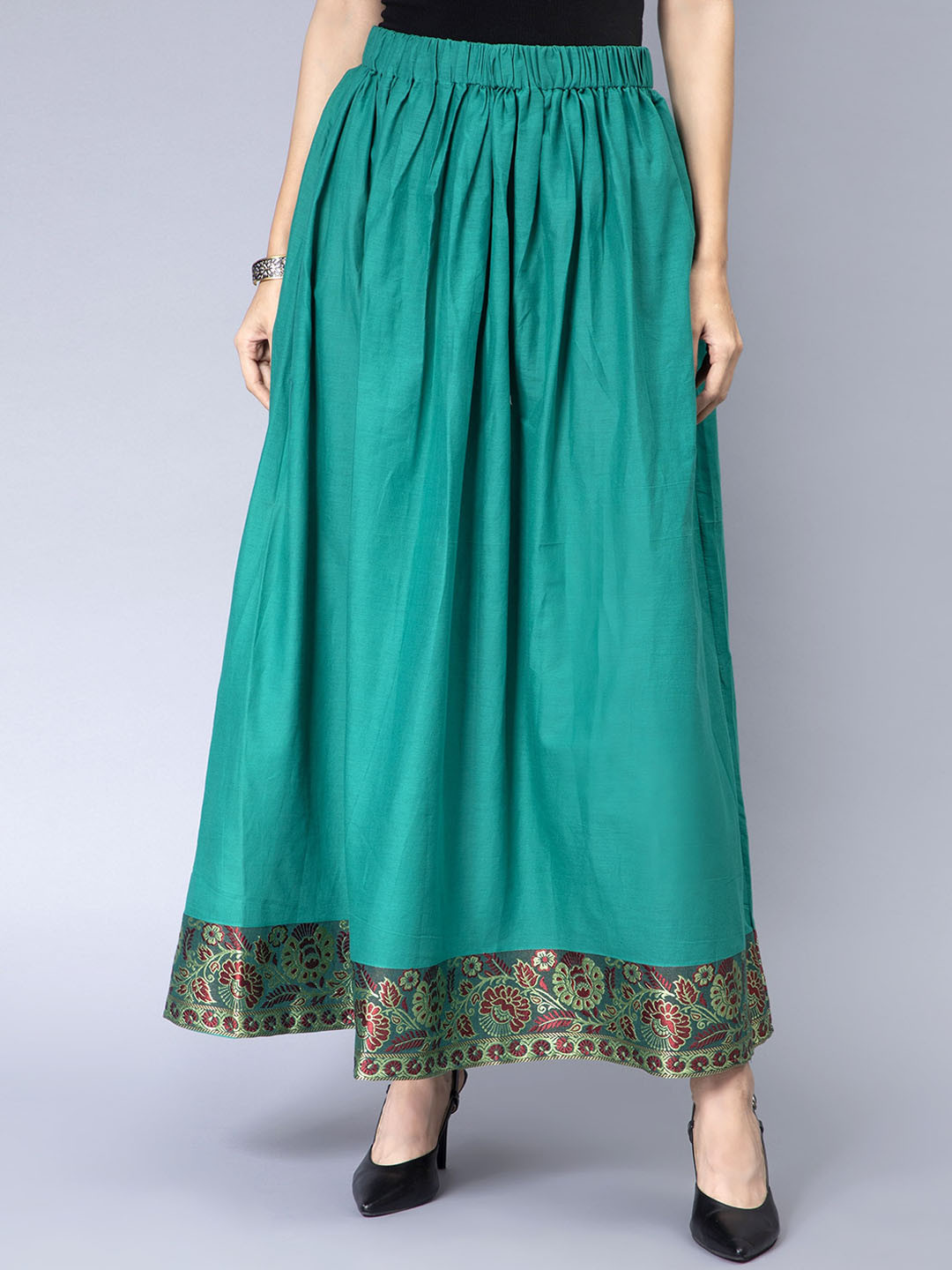 Cot'N Soft Pure Cotton A-Line Maxi Length Flared Skirt