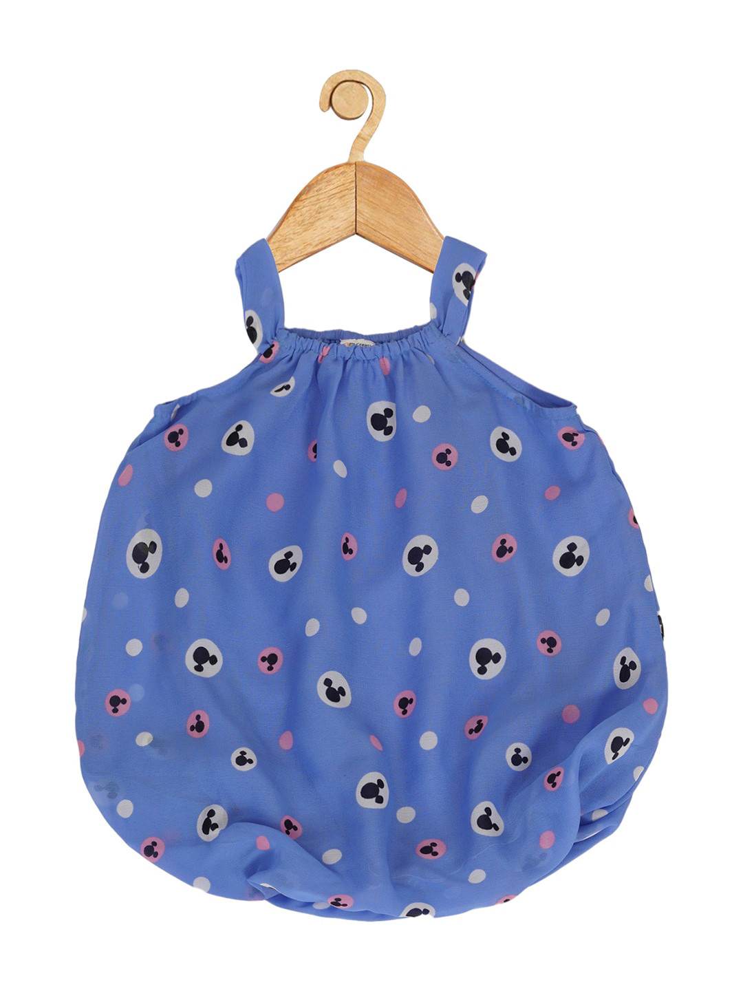 Creative Kids Infants Girls Mickey Mouse Printed Shoulder Straps Sleeveless Balloon Dress