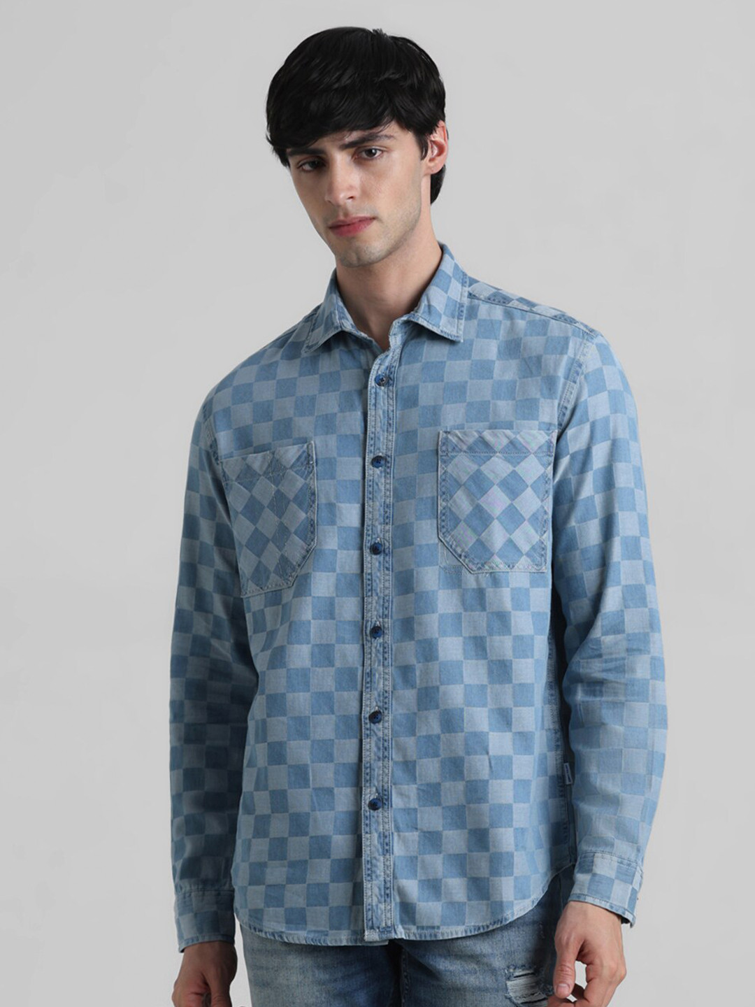 Jack & Jones Windowpane Checks Pure Cotton Casual Shirt