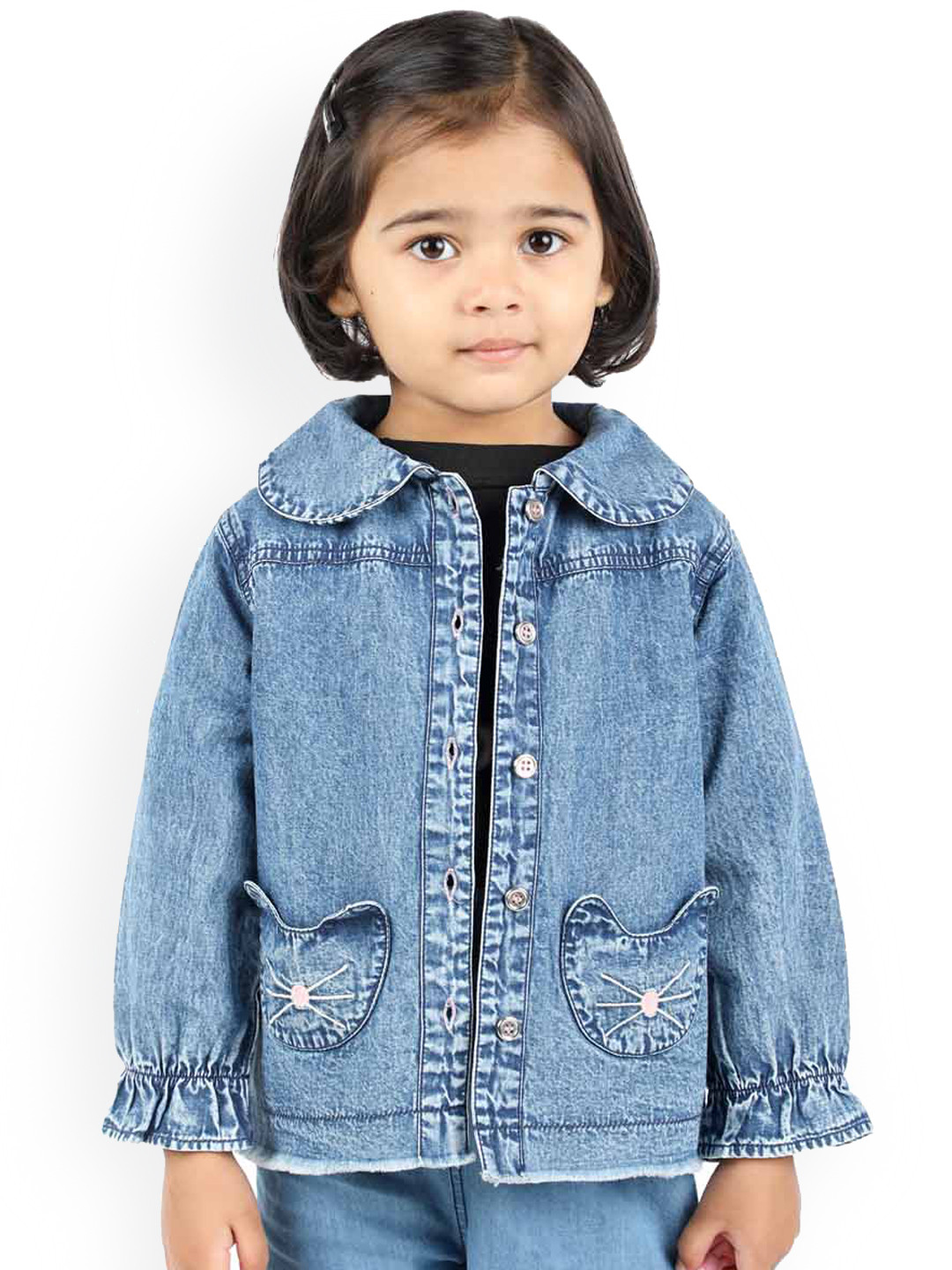 Budding Bees Girls Washed Crop Outdoor Denim Jacket