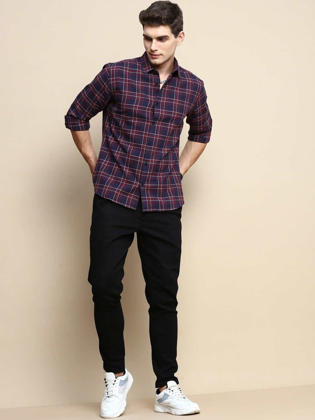 INVICTUS Tartan Checked Sport Slim Fit Cotton Casual Shirt